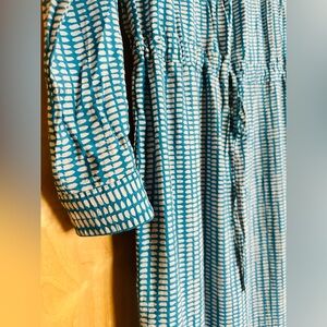 Turquoise + Ivory Print Shirtdress Maeve by Anthropologie